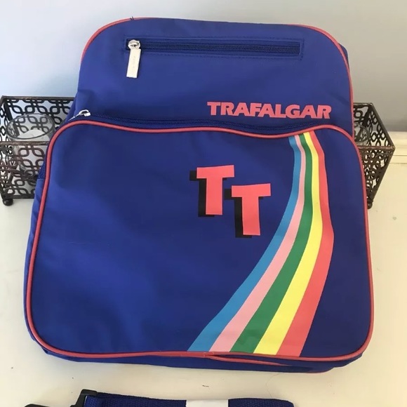 Trafalgar Handbags - Trafalgar Blue Single Strap Rainbow Stripe Bag